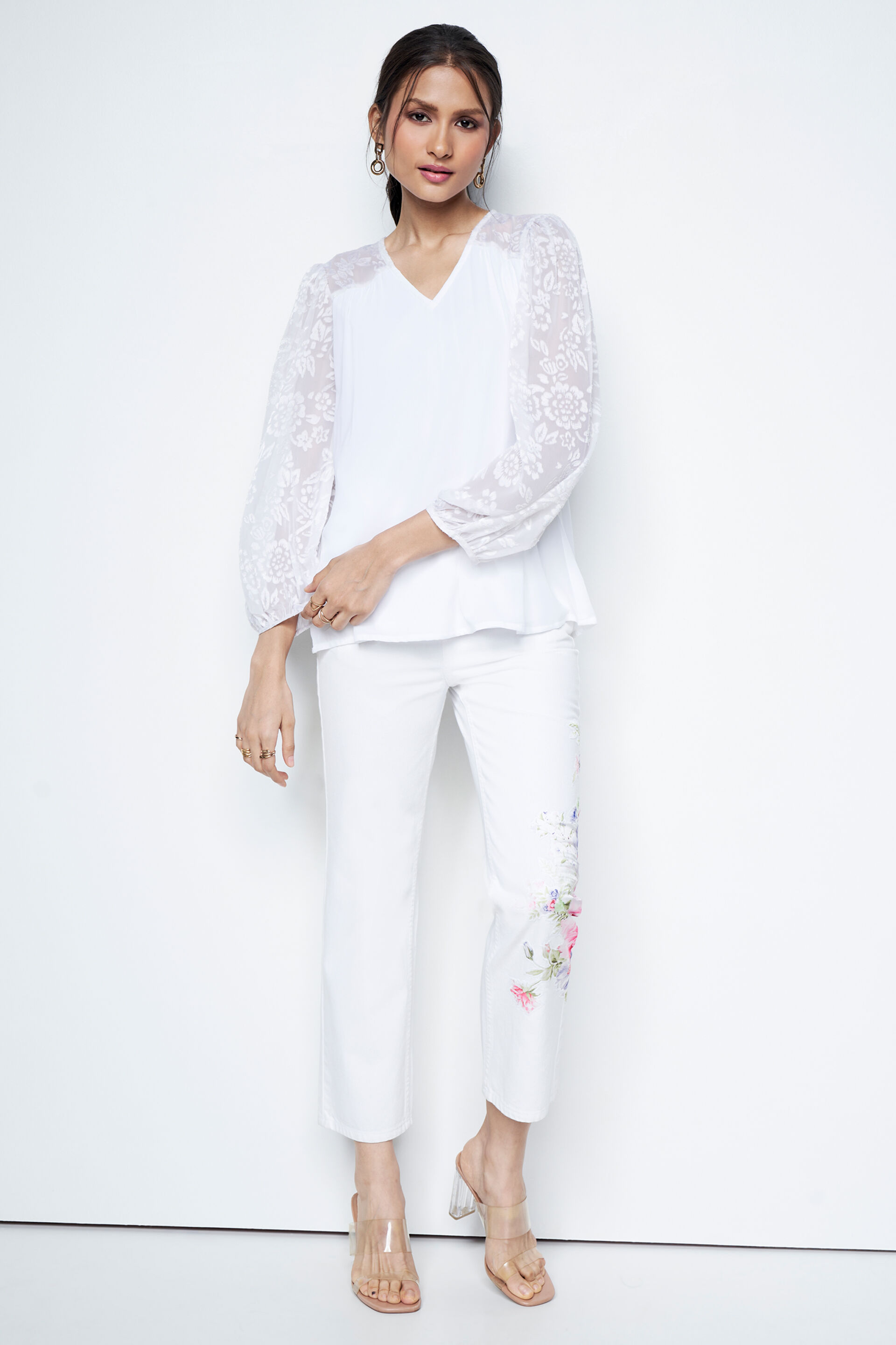 Santorini Flared Top, Off White, image 2